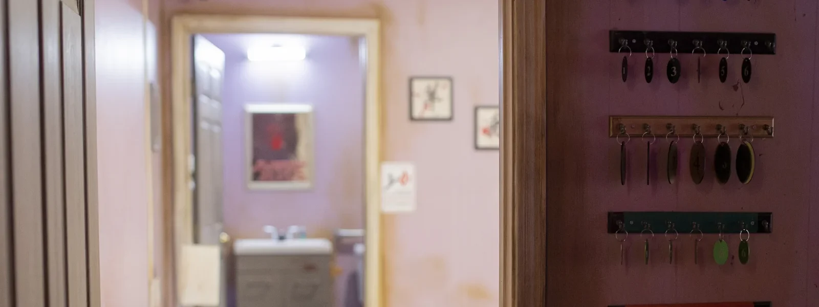 Investigating clues in the Murder Motel escape room in Granbury, Texas
